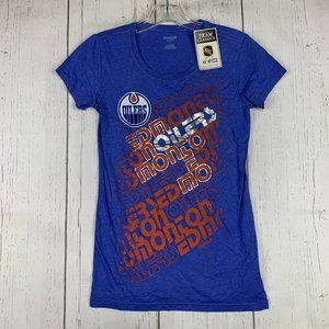 Edmonton Oilers NHL Small Reebok Casual T-Shirt Blue New‎ Women